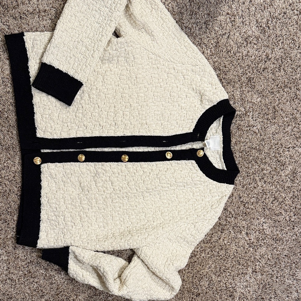 H&M Cream and Black Cardigan Sweater